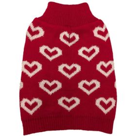 Fashion Pet All Over Hearts Dog Sweater Red - Large